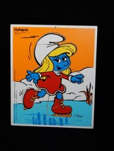 Playskool 1982 Smurfette Smurf Skating 10 Piece Wood Puzzle #325-3 - $9.99