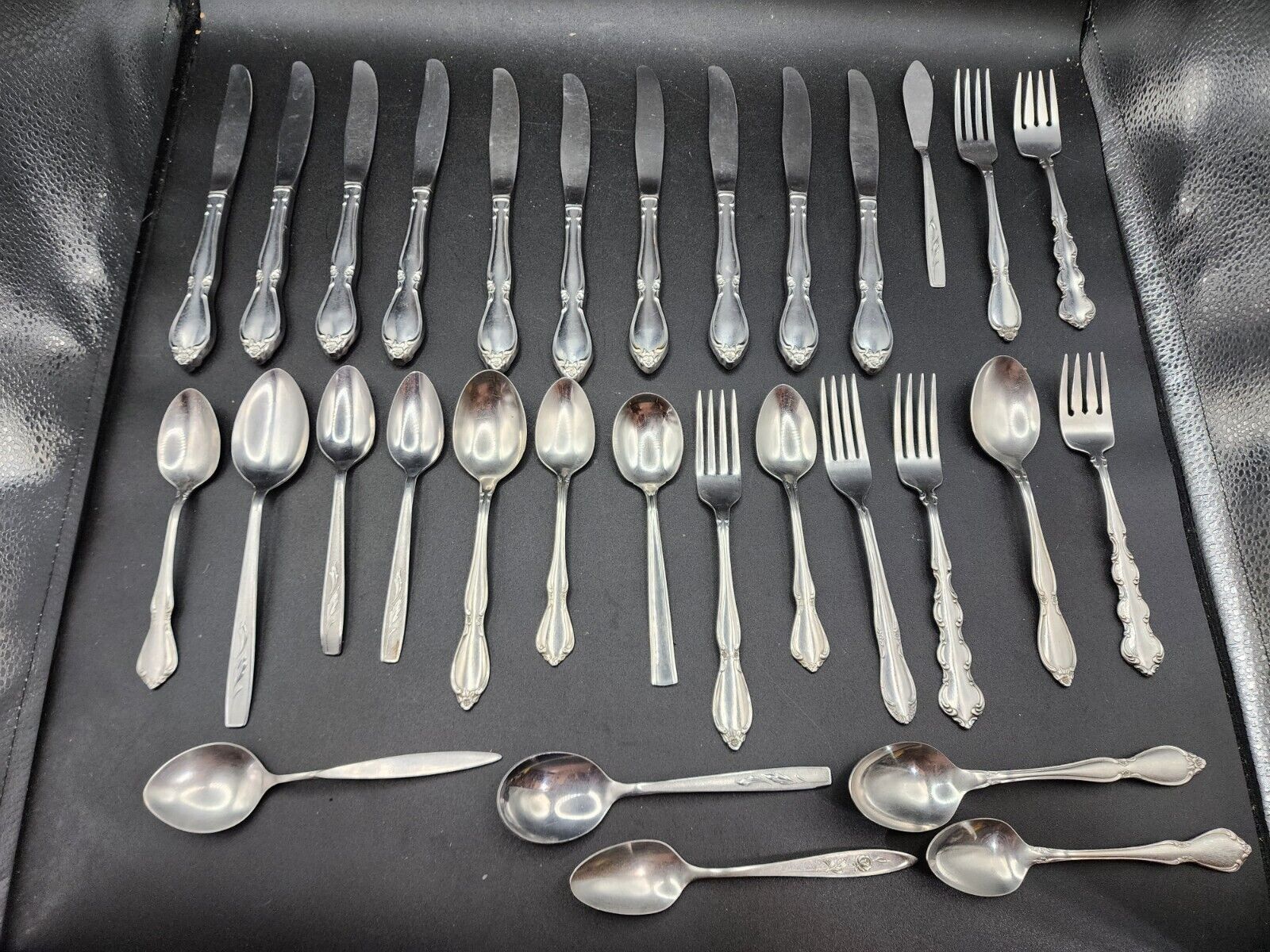 Oneida Cobblestone Stanhome stainless steel flatware, vintage silverware lot