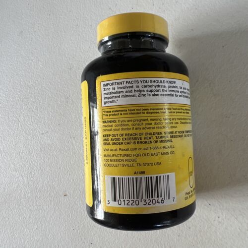 Rexall Zinc 50mg 200 Tablets Immune System Support Exp 2/2025