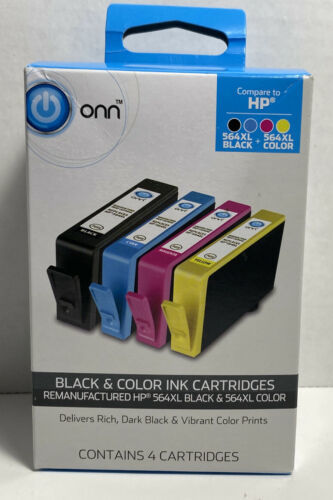 Primary image for Onn Hp 564XL Black & Color Ink Cartridges Combo 4-Pack Remanufactured HP