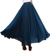 Plus Size LONG CHIFFON Skirt Teal Blue Chiffon Skirt High Waisted Chiffon Skirt 