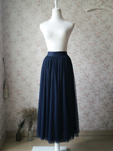 NAVY BLUE Elastic High Waisted Tulle Maxi Skirt Plus Size Bridesmaid Tutu Skirt