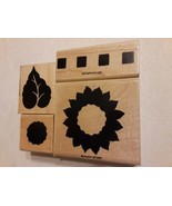 Stampin Up Sunflowers 1996 Vintage Retired Rubber Stamp Set of 4 - $14.84