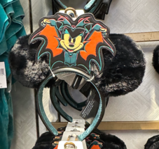 Disney Parks Authentic Mickey Mouse Bat Halloween Fuzzy Ears Headband NEW
