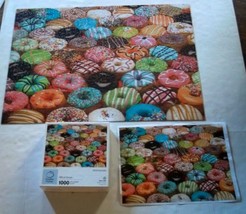 Difficult Donuts 1000 pc Puzzle w Poster Frosted Colorful Yum Cobble Hill  - $10.00