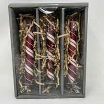 Pottery Barn 3 Mercury Candle Clip On Christmas Tree Ornaments Candy Stripe New - $42.74