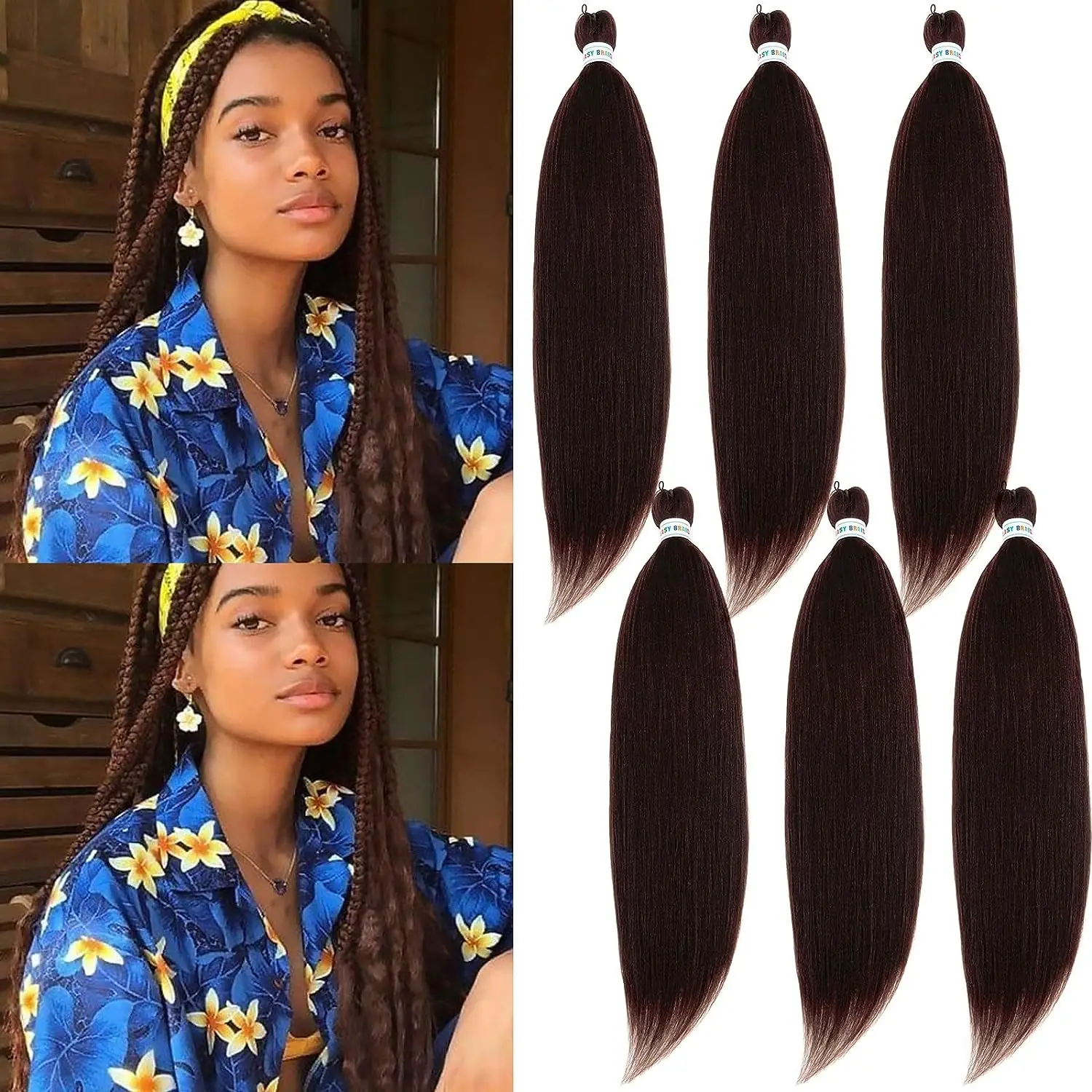 Long Straight Synthetic Braiding Hair Extensions Green Color Box Braid  8pc/30in