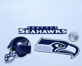 Seattle Seahawks NFL Football Fabric Applique Iron Ons, Patchs, Asst 3 Pc Set - $5.00