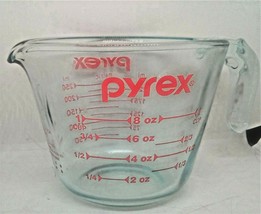 Vintage Pyrex One Cup Glass Measuring Cup Metric/ Ounces W/ Red