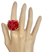 Vivid Red Kaleidoscope Crystal Stretchable Statement Cocktail Party Ring Stage - $17.10