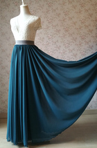 Chiffon Bridesmaid Maxi Skirt High Waist Chiffon Maxi Skirt Teal blue Plus Size