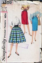 Vintage 1950&#39;s Sub-Teen&#39;s SKIRTS Simplicity Pattern 3202-s Size 14 UNCUT - $12.00