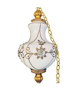 Carl Falkenstein Hollywood Regency Opalescent Glass Hanging Swag Lamp - $279.88