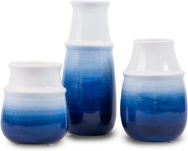Pampas Grass Vase, Modern Farmhouse Decor ,Blue Ceramic Vase For, Navy Blue. - $42.99