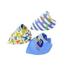 Blue,3Pcs Adjustable Soft Baby Neckerchief/Saliva Towel,Baby's Gift