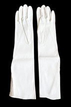 Vintage NEW 15" Long Off White Leather Van Raalte Gloves Women Made in Hong Kong image 2