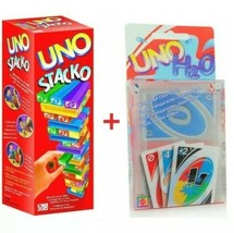 UNO Stacko Stacking Block Family Kids Playing Fun Game Free Uno H2O Card  - $38.56