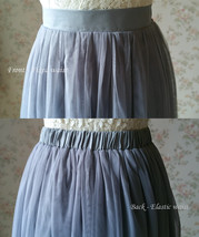 GRAY Tulle Midi Skirt High Waisted Bridesmaid Tulle Skirt Plus Size Gray Wedding image 11