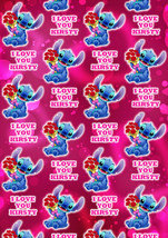 Disney Stitch Personalised Valentines Day Gift Wrap - Stitch Wrapping Paper - D2 - $5.42