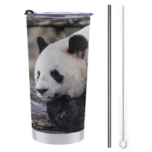 Mondxflaur Panda Steel Thermal Mug Thermos with Straw for Coffee - $20.98