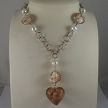 .925 SILVER RHODIUM BURNISHED AND ROSE GOLD PLATED NECKLACE WITH  MURRINE - $68.60