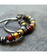 autumn-- beaded hoop earrings-- handmade by thebeadedlily on - $29.00