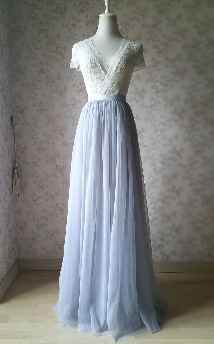 Gray tulle skirt bridesmaid skirt 06