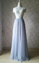 Light Gray Tulle Skirt, Floor Length Tulle Maxi Skirt,  Bridesmaid Skirt Outfit image 1