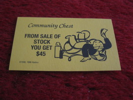 2004 Monopoly Board Game Piece: Sale of Stock Community Chest Card - $1.00