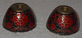 Lenox Solid Brass Candle Holders India Cloisonne Style - $9.95