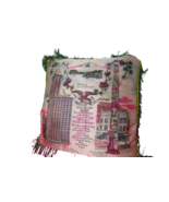 Vintage Silk Mt Ranier Seattle Fringed Slip Cover &amp; Pillow 16&quot; x 16&quot; Sou... - $28.21