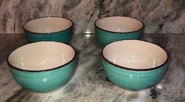 Set Of 4 Royal Norfolk Turquoise Swirl Stoneware Bowls-RARE-BRAND NEW-SH... - $29.58