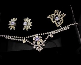 Vintage 40&#39;s American Legion jewelry set - Rhinestone necklace - Clip on... - $125.00