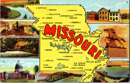 Vtg Postcard Greetings Missouri Map and Multiview Unposted - $5.57