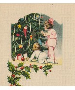 Two Sweet Children, Children & Ivy Antique Christmas Postcard  - $7.00