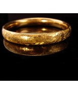1900s Victorian bracelet / Vintage gold filled / antique bangle / Hinged floral  - $325.00