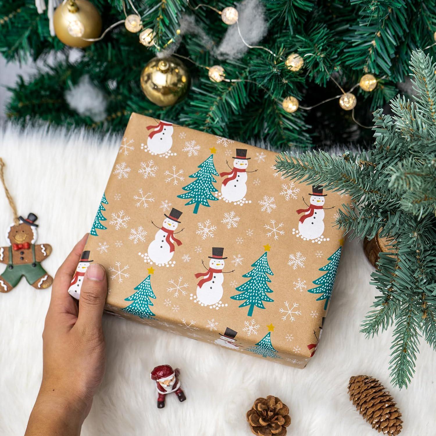 LeZakaa Reversible Christmas Wrapping Paper - Jumbo Roll