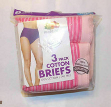 Fruit of the Loom Womens 3pk Cotton Briefs Pink Plus Size 8/XL or 9/2X NIP - $8.39