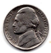 1988  Jefferson Nickel - Near Uncirculated Strong Details - $0.15