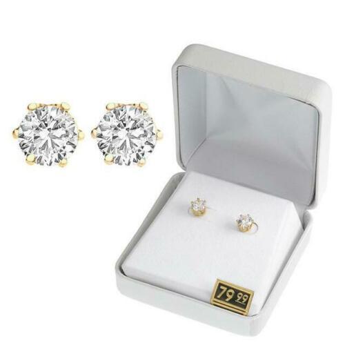 crystals by swarovski stud earrings 14k gold plated 2 carat tw in gift box new
