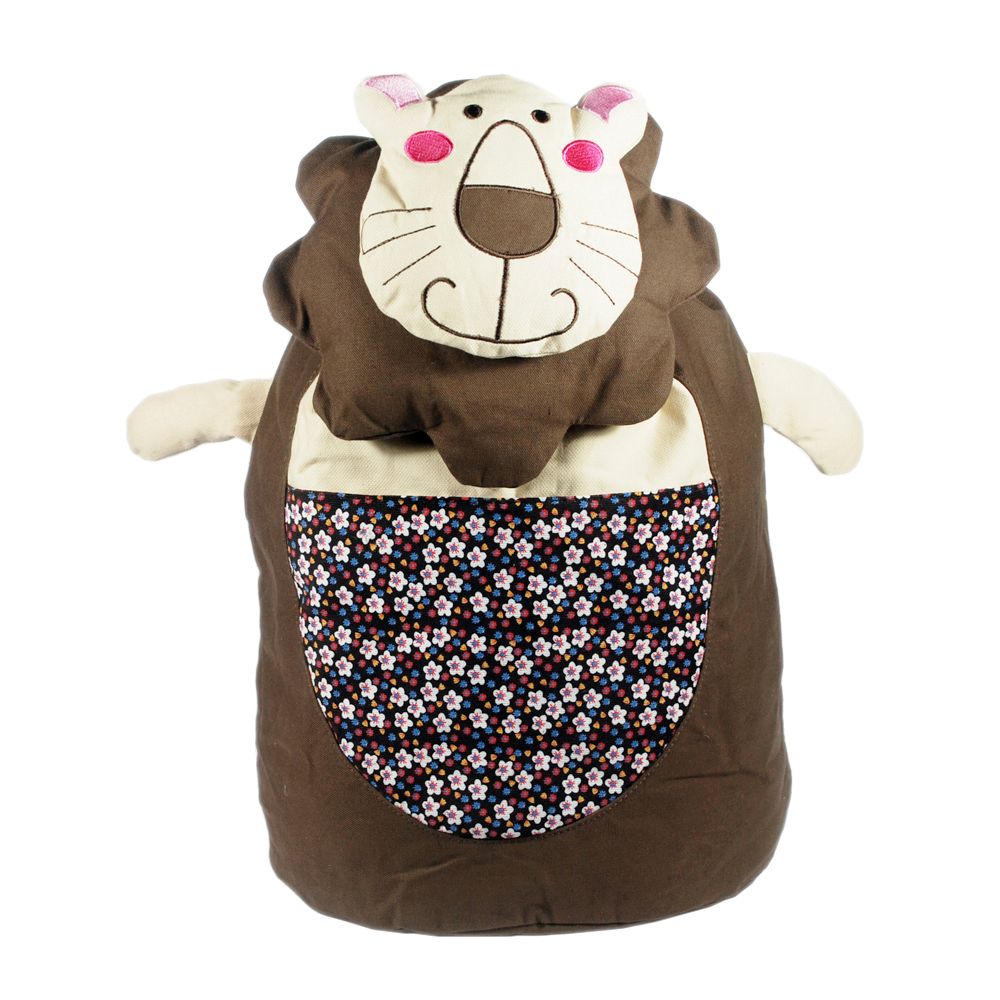 [smile lion] cotton fabric art school outdoor backpack