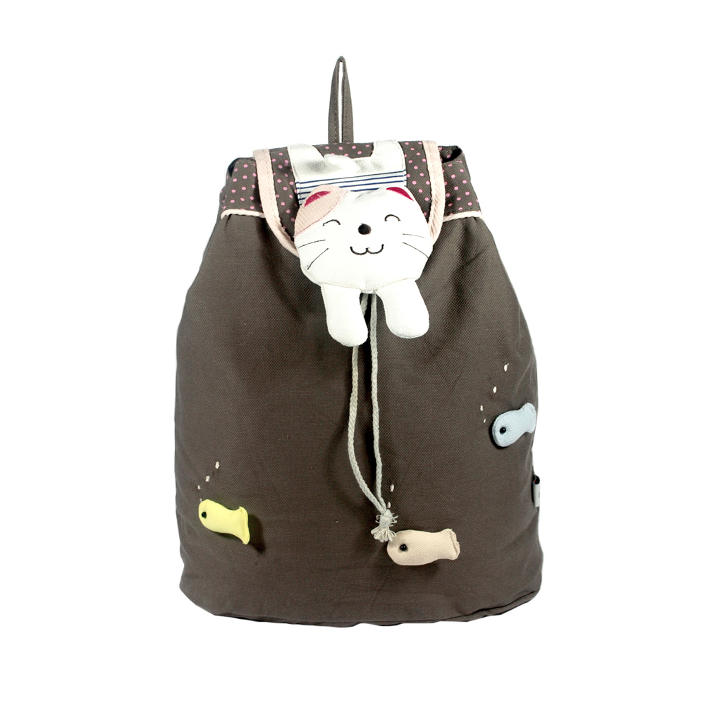 [catch the fish] cotton fabric art school outdoor backpack