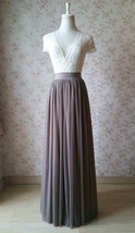 Brown Long Tulle Skirt High Waist Tulle Maxi Skirt Bridesmaid Outfit (US0-US28)