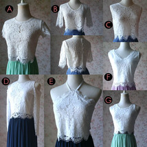 Boho Wedding Bridesmaid Dress Chiffon Maxi Skirt Short Sleeve Crop Lace Top  image 9