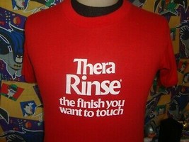 Vintage 80&#39;s Thera Rinse Shampoo Hair Conditioning red T Shirt S - $15.93
