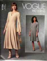 Vogue V1724 Misses 16 to 24 Princess Seam Elvish Dress UNCUT Sewing Pattern - $24.98