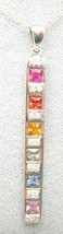 14K White Gold Genuine Natural Rainbow Sapphire Pendant with Diamonds (#C2800) - $519.75