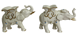 2 Lenox Jeweled Elephant Candle Holders 24k Gold Trim Fine China EUC - $62.65