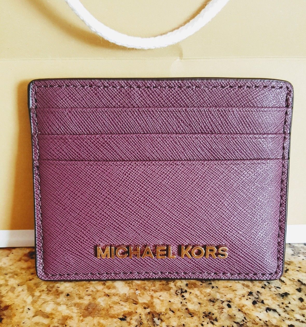 MICHAEL KORS Small Red Leather Wallet Card Case EUC