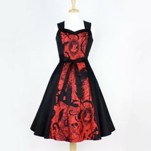 Cute Rockabilly 50s Retro Black Red Steampunk Skull Dress Vintage Pin Up... - $71.53